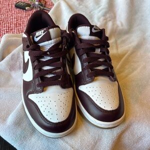 Nike Maroon and White Low-Top Sneakers